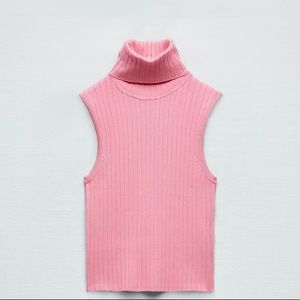 Zara ribbed pink cropped top. Xs